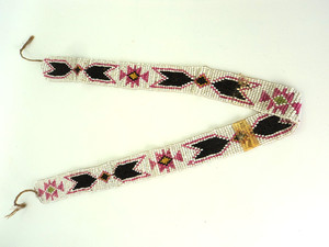 Vintage Hand-Loomed Native American Style Beaded Belt/Hatband 21" Needs Repair