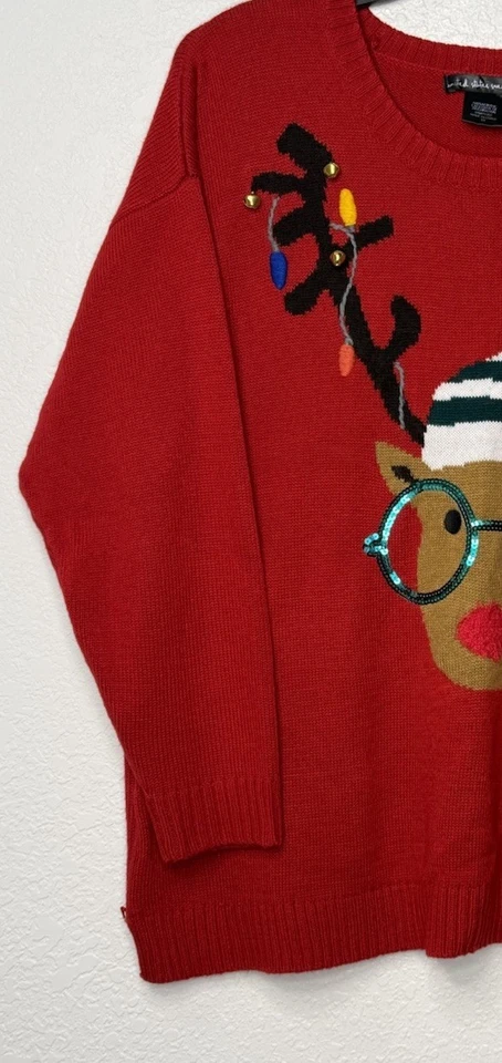 United States Sweaters Christmas Reindeer Sweater Sz 1X Jingle Bells Sound - Image 3 of 4