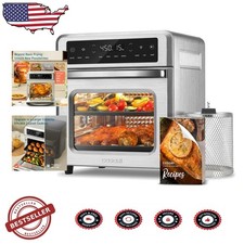 13Qt Air Fryer Oven - 11-in-1 Functions, Rotisserie, Toast, Bake - Silver Finish