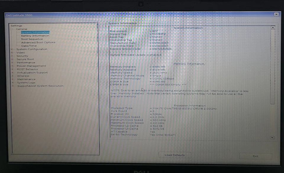 Laptop Dell Latitude 3560 Intel i3-5005U 4 GB RAM SIN HD/OS (FL) Foto 2 de 4
