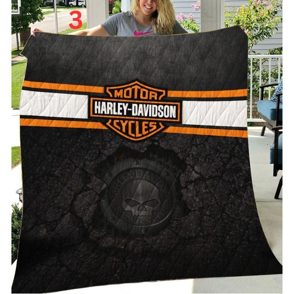 Haarleyy Davidson Motorcycle Fleece Quilt Blanket