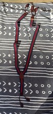 CAS W Germany Men's Burgundy/navy Elastic Suspenders Brown Leather Button Loop