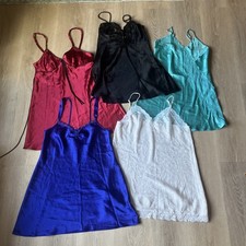 Vintage Lot 5 Intimates Polyester Satin Baby Doll Nightie Nightgown Women  s Lrg