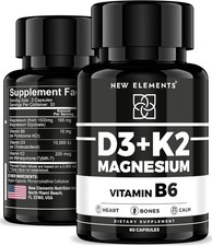 Vitamin D3 K2 with Magnesium Glycinate  B6  1500mg  D3...