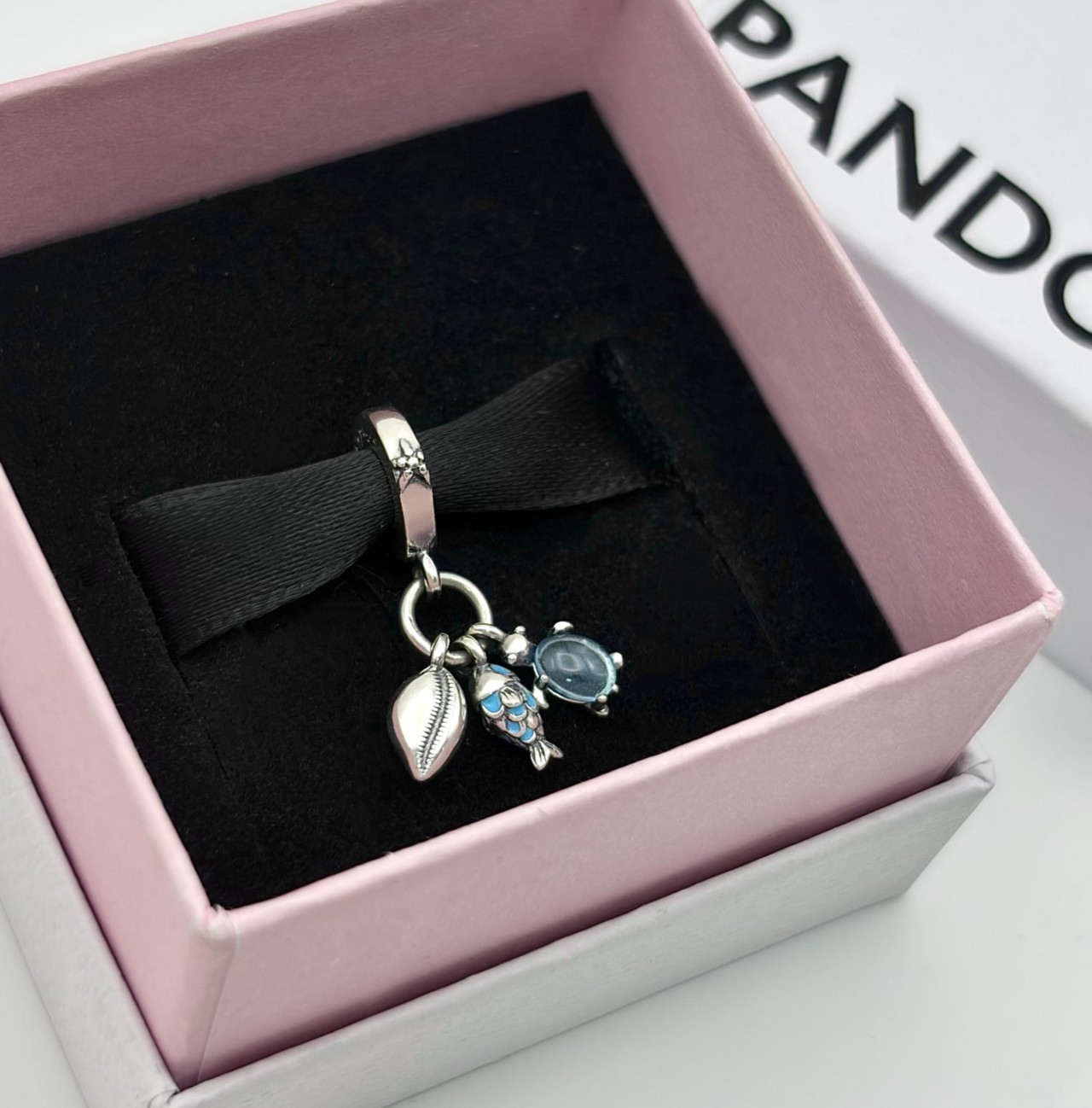 100% NEW PANDORA #791697C01 Fish Sea Turtle & Conch Triple Charm WITH BOX