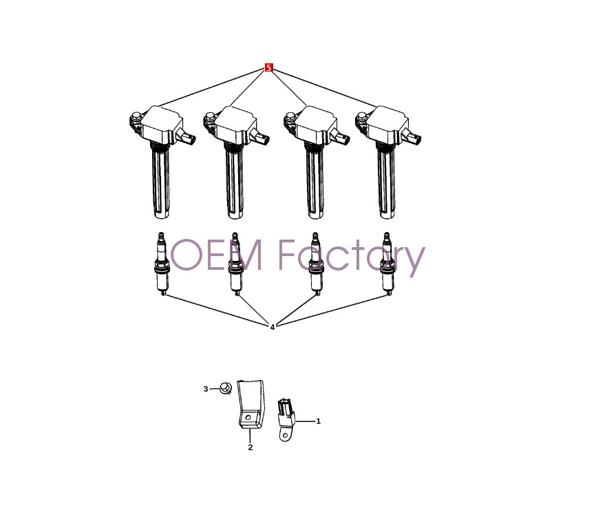 U5274 2012-2015 For Jeep Wrangler Grand Cherokee OEM NGK Ignition Coil Assembly
