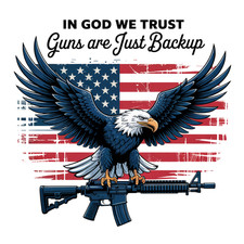 Patriotic America Flag Eagle Freedom God & Guns Unisex T-Shirt - MADE IN USA!
