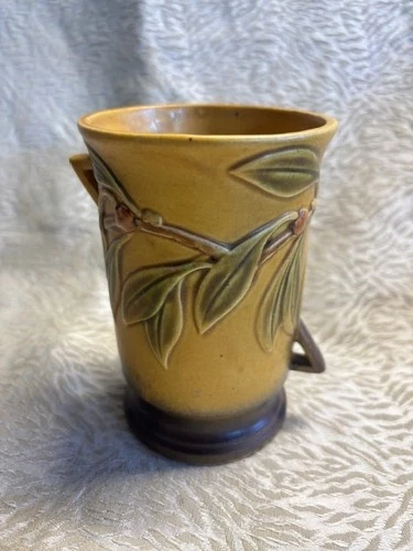 Miyata Ware  Pottery (Looks like Roseville) Golden & Brown Leaves  Vase Japan