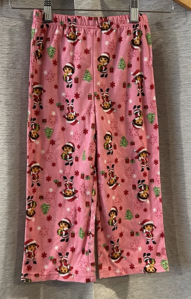Conjunto Natal Dora The Explorer 2 Peças Pj Tamanho 4t Nickelodeon Vermelho e Rosa - Imagem 2 de 4