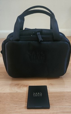 Saks Fifth Avenue Cosmetic Bag NEW no tags 3 sections specialty pockets, mirror