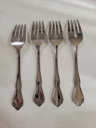 Menge 4 Wm A Rogers MANSFIELD Salatgabeln Edelstahl Oneida Ltd Besteck glänzend - Bild 6 von 6