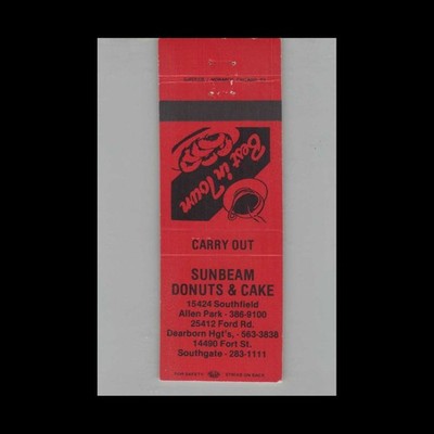 Matchbook Cover Sunbeam Donuts & Cake Allen Park MI