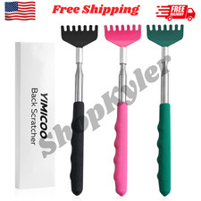 3 Pack Extendable Back Scratcher Stainless Steel Telescoping w/ Rubber Handle