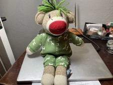 Old Navy plush sock monkey MINT 2004 14 inches brown/green