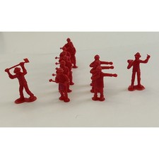 Assorted Red Plastic Firemen Firefighter Toy Figures 2 Tall Lot Of 10