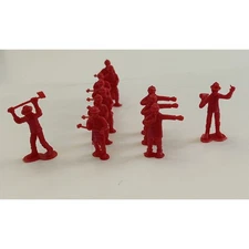 Assorted Red Plastic Firemen Firefighter Toy Figures 2” Tall (Lot Of 10)