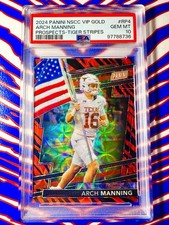 2024 Panini NSCC VIP Arch Manning Tiger Stripe Prizm PSA 10 Gem #RP4 SSP Texas