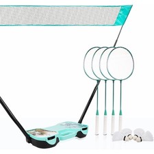 Outdoor Badminton Set with Net 4 Rackets 4 Shuttlecocks Portable Carry Case for