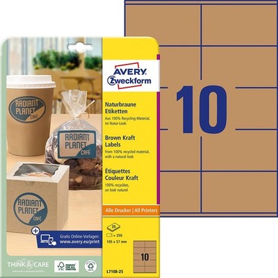 AVERY Zweckform Naturbraune Etiketten 105 x 57 mm 250 Etiketten