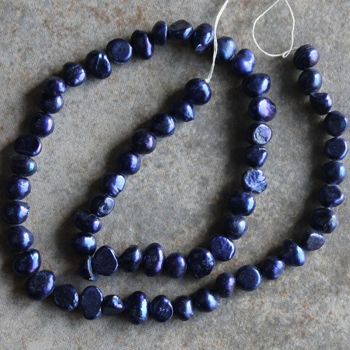 Natural Freshwater Pearl Blue Flat-Sided Baroque Loose Beads 14.5" strand - Picture 2 of 2