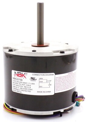 MOTOR BY NBK, REPLACES 024-25119-000, OYK1028, 208/230V 1/4 HP, 850 RPM