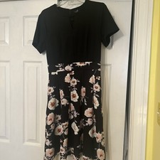 YATHON Women's Vintage Floral Flared A-Line Dress with Pockets- Large