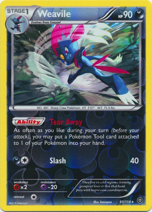 Reverse Holo Weavile 61/114 Rare XY - Steam Siege Pokemon TCG