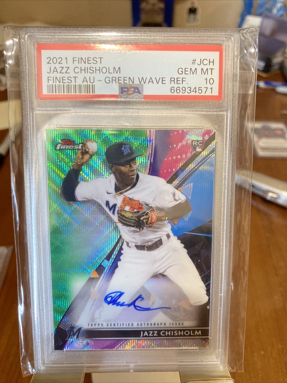 /99 PSA 10 GEM MINT 2021 Topps Finest Jazz Chisholm Refractor Auto Rookie RC