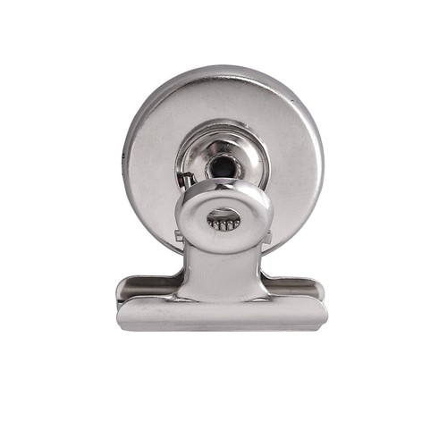 10 x Magnetic Clips Fridge Magnet Refrigerator Holder Bulldog Memo Office Chrome - Picture 3 of 12