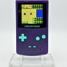 Nintendo Game Boy Color GBC IPS Q5 Backlight Mod Purple  Teal Blue Console