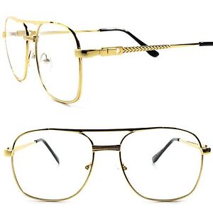 NERD Gold Metal Chain Vintage Hip Hop Mens Frame Clear Lens Eye Glasses BLACK