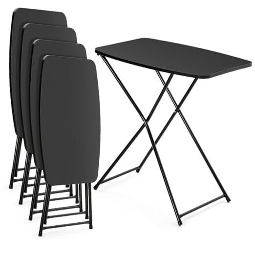 4 Pcs 3 Level Height Adjustable Small Folding Table Laptop TV Tray