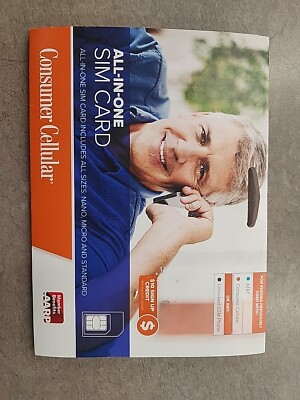 Consumer Cellular All-in-One SIM Card AT&T NETWORK + $10 CREDIT NEW IN BOX NIB