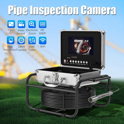 Cámara de inspección de tuberías de alcantarillado WiFi DVR videoendoscopio cámara 1080P 7" 23 mm 50M - Imagen 20 de 21