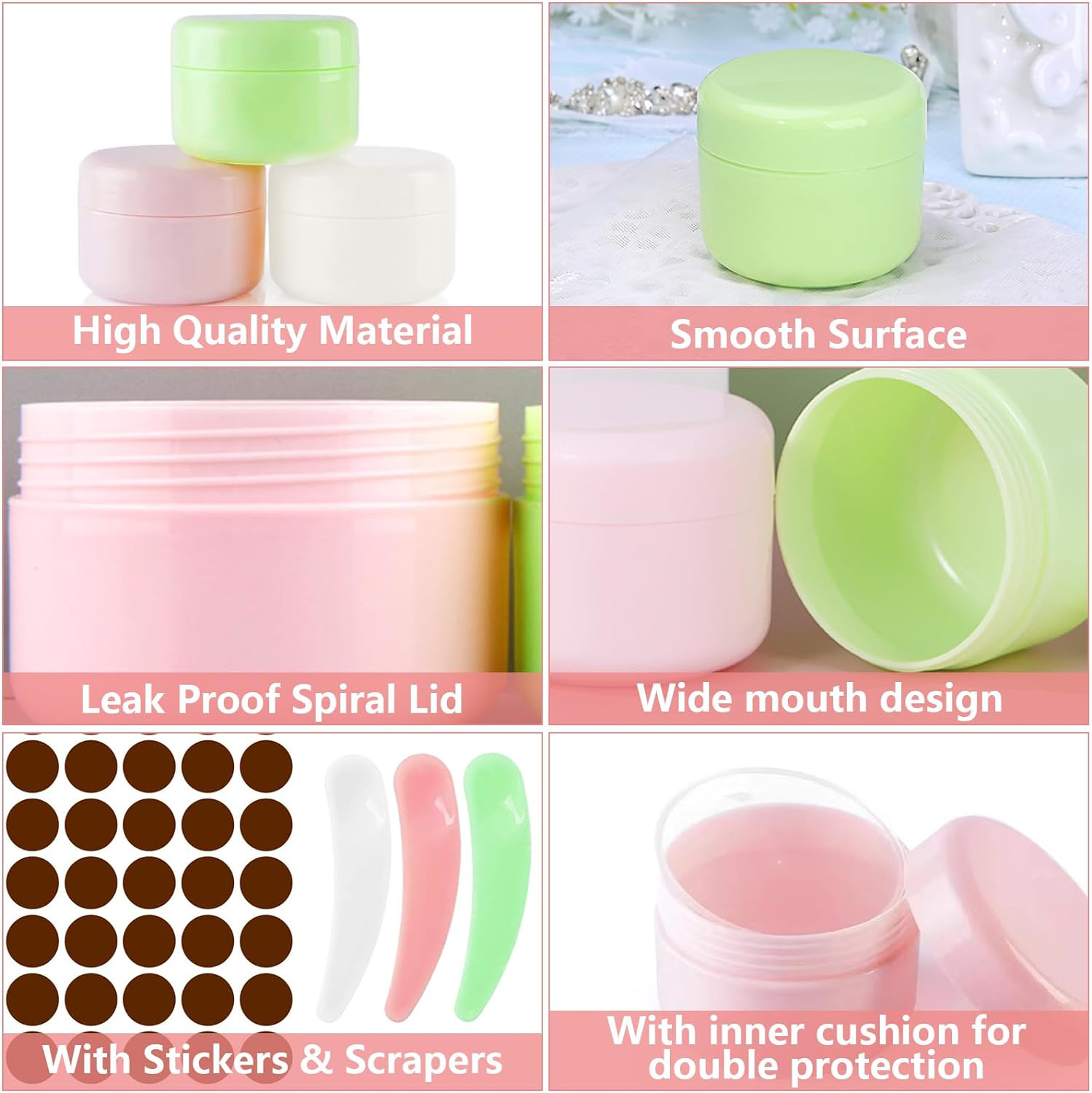 Travel Pots for Toiletries, 15PCS Cosmetic Containers, Reusable Makeup