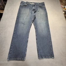 Wrangler Jeans Mens 40x30 Blue Relaxed Straight Leg Distressed Denim