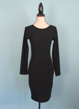 Size: S EXPRESS Black Dress Knee Length Long Sleeve Cut Out Back Ribbed Womens