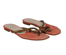 Moschino Women Cheap And Chic Sandals US 7.5 Orange Gold Thong Slip On Slides