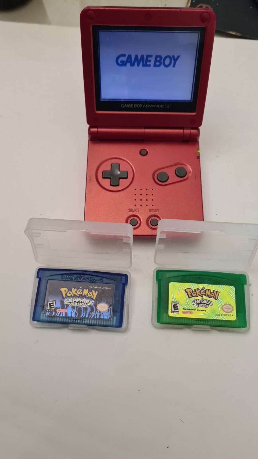 helt bestemt lugtfri Original Nintendo Gameboy Advance SP red Model AGS-001 + 2 pokemon games | eBay