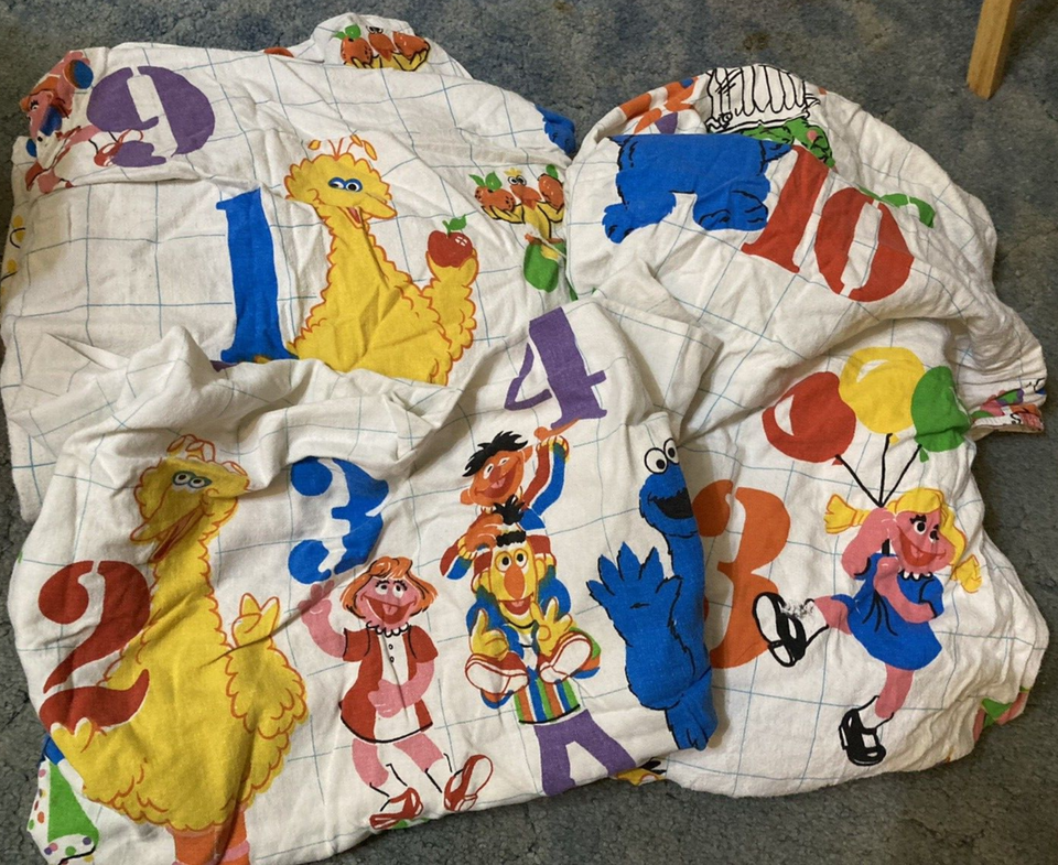 Vtg Sesame Street Twin Sheet Flannel Bedding set | eBay