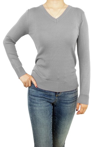 Women Pullover Soft Knit V-Neck Fitted or Loose Casual Cute Sweater USA STOCK - Picture 6 of 43