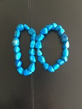 Set/2 Natural Turquoise Howlite Gemstone Tumbled Stone Stretch Bracelet 10mm.