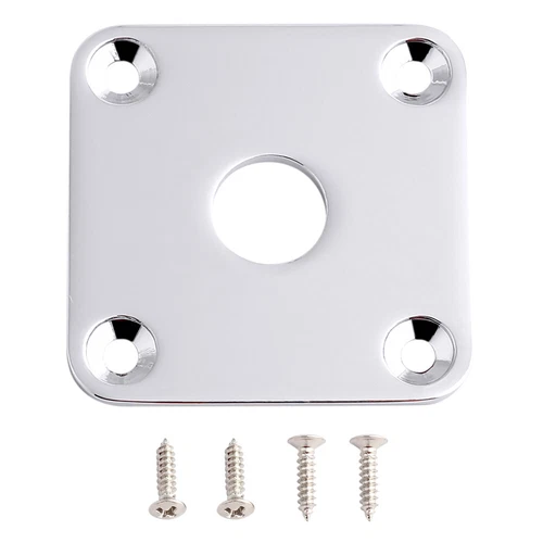Flat Metal Square Jack Plate Output Jack Socket Plate for Les Paul Guitar Chrome