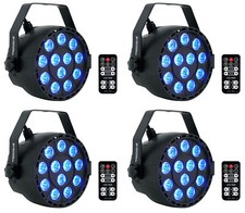 4 Rockville RockPAR TRI LED RGB Compact Par Can DJ DMX Wash Lights Remote Black