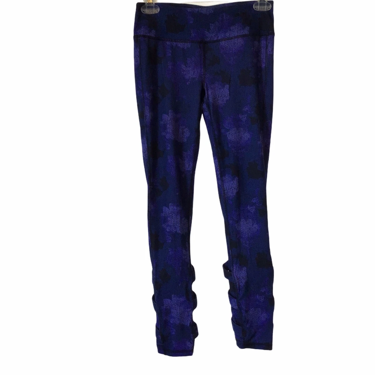 GAIAM Size XSMALL Womens Blue Space Print Yoga Pants With Crisscross Cutouts