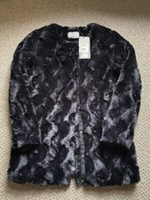 Black Faux Fur Coat L Bnwt