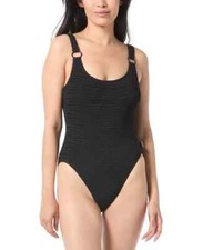  134 Vince Camuto Textured Scoop Neck One Piece Swimsuit Black 10 pmy0526