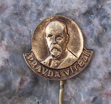 Vintage Czech President Tomas Thomas Masaryk TGM Truth Prevails Pin Badge