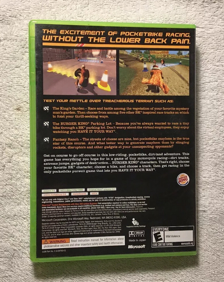 POCKET BIKE RACER BURGER KING (Microsoft Xbox, 2004) .. CLEAN TESTED ...