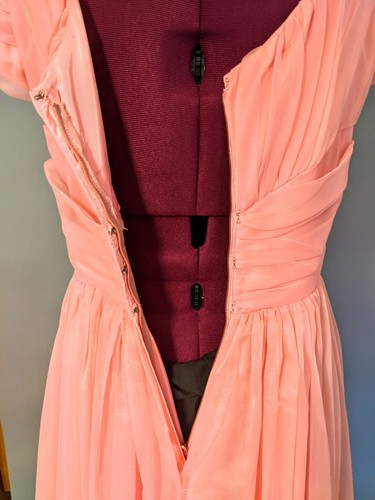 Vintage 50s 60s EMMA DOMB Pink chiffon Prom Formal party dress Long Maxi L Plus - Picture 12 of 12